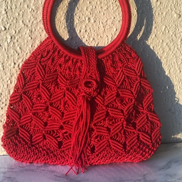Macrame Crochet Handbag red - Picture 9 of 9